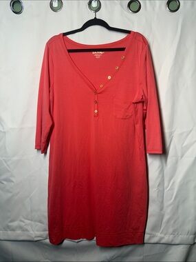 Lilly Pulitzer Coral Pink 3/4 sleeve dress with Gold Buttons